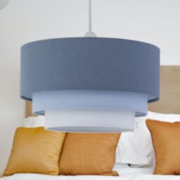 First Choice Lighting Gabi - Blue Ombre Linen 3 Tier Ceiling Light Shade - thumbnail 4