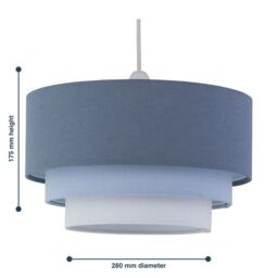 First Choice Lighting Gabi - Blue Ombre Linen 3 Tier Ceiling Light Shade - thumbnail 6