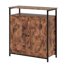 Kelvenix Storage Cabinet Walnut 2 Doors Sideboard Adjustable Industrial Style in Brown - Size: 100 cm x 100 cm - thumbnail 1