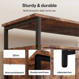 Kelvenix Storage Cabinet Walnut 2 Doors Sideboard Adjustable Industrial Style in Brown - Size: 100 cm x 100 cm - thumbnail 4