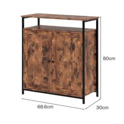 Kelvenix Storage Cabinet Walnut 2 Doors Sideboard Adjustable Industrial Style in Brown - Size: 100 cm x 100 cm - thumbnail 2