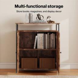 Kelvenix Storage Cabinet Walnut 2 Doors Sideboard Adjustable Industrial Style in Brown - Size: 100 cm x 100 cm - thumbnail 3