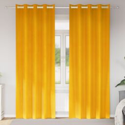 Berkfield Home Blackout Curtains with Eyelets 2 pcs Mustard Yellow Velvet