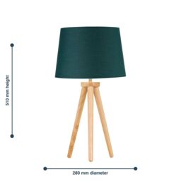 First Choice Lighting Voyage - Light Oak Table Lamp or Bedside Light with Dark Green Shade in Brown - thumbnail 5