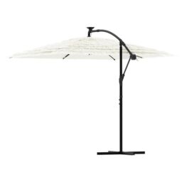 Berkfield Home Garden Parasol with Steel Pole White 269x269x235 cm - Size: 269 x 269 x 235 cm - thumbnail 5