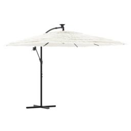 Berkfield Home Garden Parasol with Steel Pole White 269x269x235 cm - Size: 269 x 269 x 235 cm - thumbnail 2