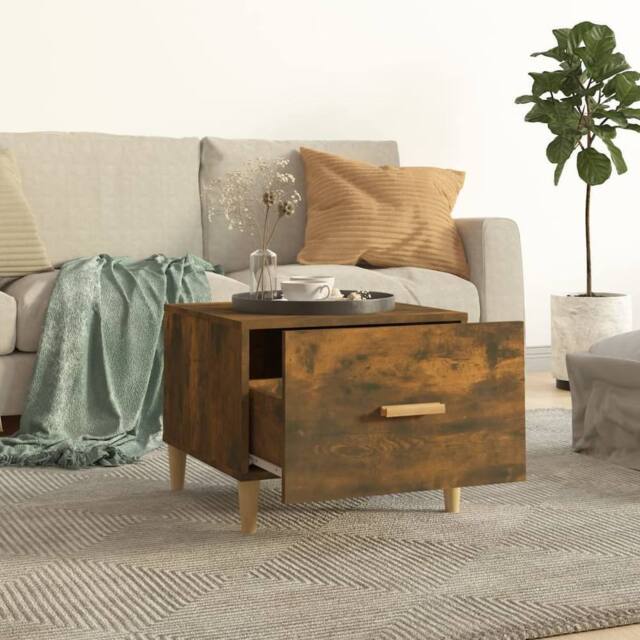 Berkfield Home Sturdy Coffee Table Smoked Oak 50x50x40 cm Engineered Wood in Brown - Size: 50 x 50 x 40 cm - image 1