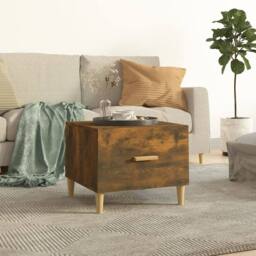 Berkfield Home Sturdy Coffee Table Smoked Oak 50x50x40 cm Engineered Wood in Brown - Size: 50 x 50 x 40 cm - thumbnail 2