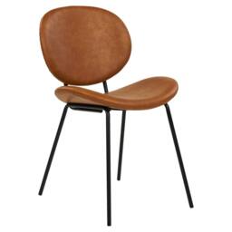 Wyld and Coco Set of 2 Armless Dining Chairs - Golden Brown Faux PU Leather - thumbnail 3