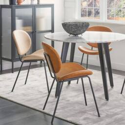 Wyld and Coco Set of 2 Armless Dining Chairs - Golden Brown Faux PU Leather