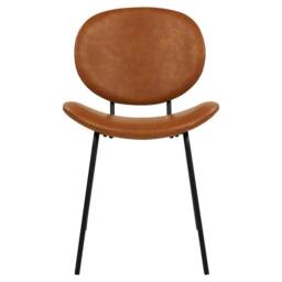 Wyld and Coco Set of 2 Armless Dining Chairs - Golden Brown Faux PU Leather - thumbnail 5