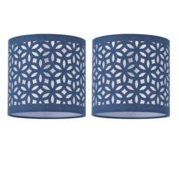 First Choice Lighting Set of 2 Navy Blue Laser Cut 15.5cm Table Lamp Shades - thumbnail 1