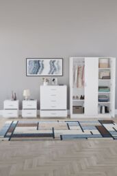 Home Discount Vida Designs 4Pc Bedroom Set 2xBedside Chest, 5 Drawer Chest, Wardrobe in White - thumbnail 3