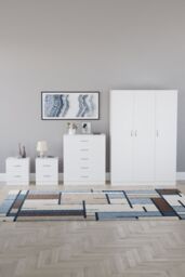 Home Discount Vida Designs 4Pc Bedroom Set 2xBedside Chest, 5 Drawer Chest, Wardrobe in White - thumbnail 4