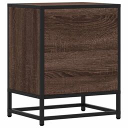 Berkfield Home Bedside Cabinet Brown Oak 40x31x50 cm Engineered Wood & Metal - Size: 40 x 31 x 50 cm - thumbnail 7