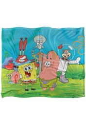 Spongebob Group Scene Silky Touch Super Soft Throw Blanket 152 X 127 cm in White - thumbnail 1