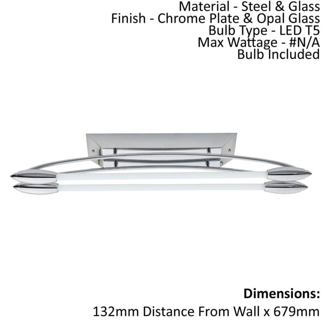 Loops Flush Ceiling Light - Chrome Plate & Opal Glass - 2 x 8W LED T5 - Bulb Included in Clear - image 1