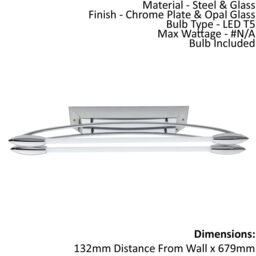 Loops Flush Ceiling Light - Chrome Plate & Opal Glass - 2 x 8W LED T5 - Bulb Included in Clear - thumbnail 1