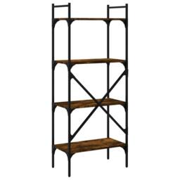 Berkfield Home Bookcase 4-Tier Smoked Oak 56x31.5x138.5 cm Engineered Wood in Brown - thumbnail 6