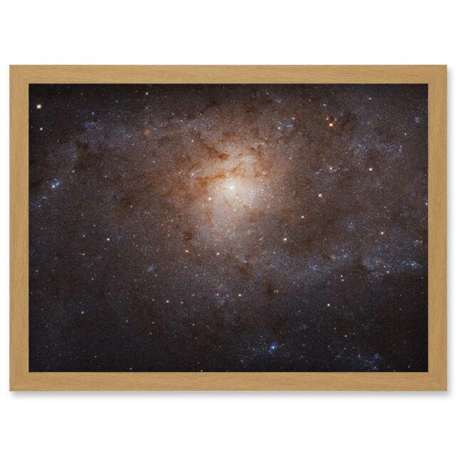 Artery8 Hubble Space Telescope Image Triangulum Spiral Galaxy M33 Crop Blue Orange Star Birthing Region Art Print Framed Poster Wall Decor - Size: A4 - image 1