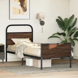 Berkfield Home Bed Frame without Mattress 80x200 cm Brown Oak Engineered Wood - thumbnail 4