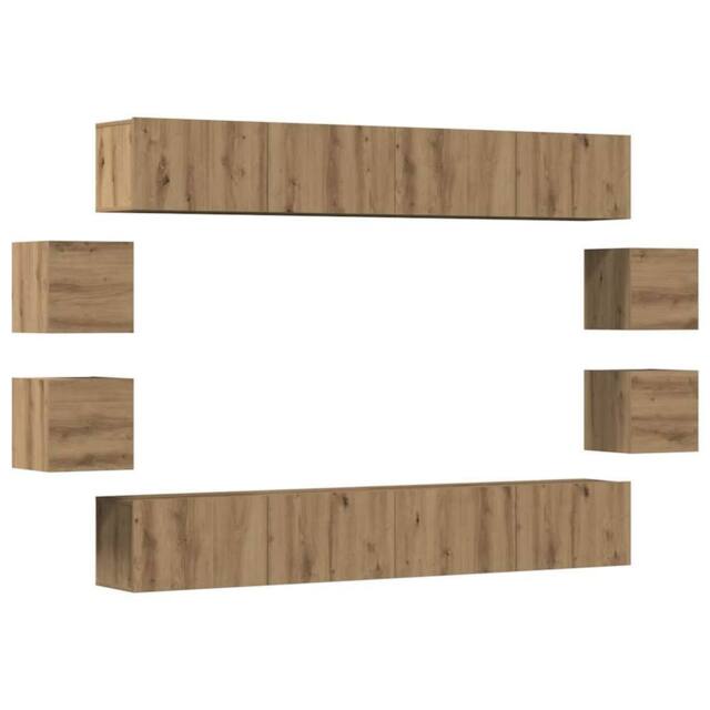 Berkfield Home Wall Mounted TV cabinets 8 pcs Artisan Oak Engineered Wood in Brown - image 1
