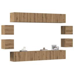 Berkfield Home Wall Mounted TV cabinets 8 pcs Artisan Oak Engineered Wood in Brown - thumbnail 2