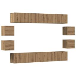 Berkfield Home Wall Mounted TV cabinets 8 pcs Artisan Oak Engineered Wood in Brown - thumbnail 1