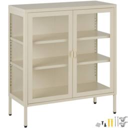 tectake Metal Display Case Baker in Cream