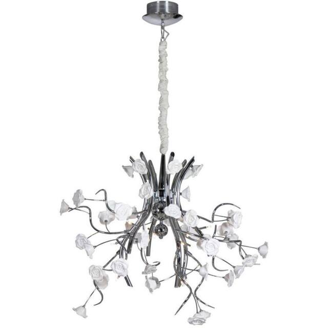 Netlighting Rosaluci Pendant Ceiling Light Chrome White in Silver
