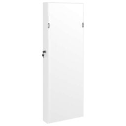 Berkfield Home Mirror Jewellery Cabinet with LED Lights Wall Mounted White - thumbnail 6