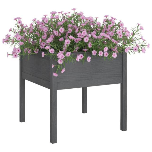 Berkfield Home Garden Planters 2 pcs Grey 70x70x70 cm Solid Pinewood - Size: 70 x 70 x 70 cm - image 1