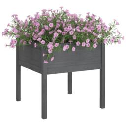 Berkfield Home Garden Planters 2 pcs Grey 70x70x70 cm Solid Pinewood - Size: 70 x 70 x 70 cm - thumbnail 1