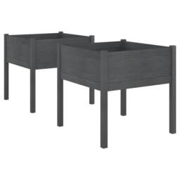 Berkfield Home Garden Planters 2 pcs Grey 70x70x70 cm Solid Pinewood - Size: 70 x 70 x 70 cm - thumbnail 3