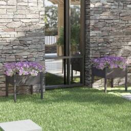 Berkfield Home Garden Planters 2 pcs Grey 70x70x70 cm Solid Pinewood - Size: 70 x 70 x 70 cm - thumbnail 2