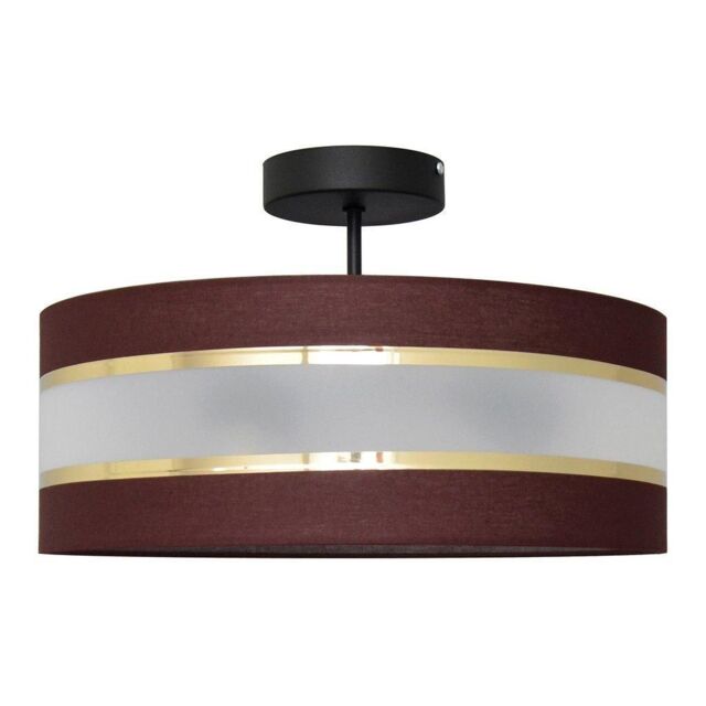 Netlighting Helen Cylindrical Ceiling Light Brown Gold Black 40cm - image 1