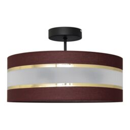 Netlighting Helen Cylindrical Ceiling Light Brown Gold Black 40cm - thumbnail 1