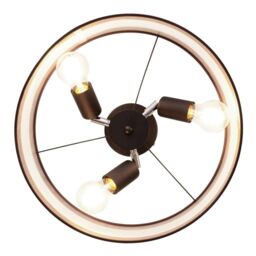 Netlighting Helen Cylindrical Ceiling Light Brown Gold Black 40cm - thumbnail 5