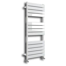 Bathroom Kingdom Queenstown White Designer Flat Panel Heated Towel Rail 1200x450mm - thumbnail 1