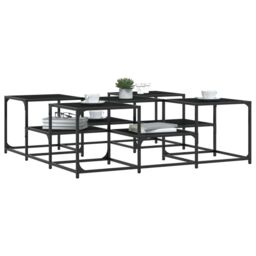 Berkfield Home Coffee Table Black 121x121x40 cm Engineered Wood - Size: 121 x 121 x 40 cm - thumbnail 4
