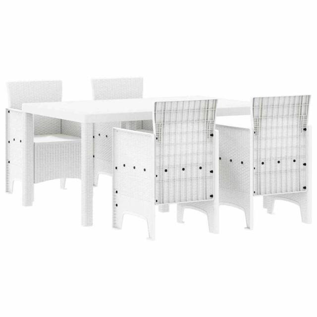 Berkfield Home 5 Piece Garden Dining Set White Poly Rattan - image 1