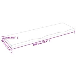 Berkfield Home Wall Shelf Light Brown 100x30x2 cm Treated Solid Wood Oak - Size: 100 x 30 x 2 cm - thumbnail 5