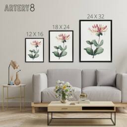 "Artery8 Honeysuckle Botanical Redoute Vintage Black Framed Canvas Wall Art in White - Size: W12"" x H16""" - thumbnail 4