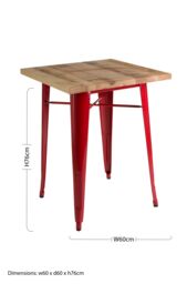 Orsina Industrial Black Side Table in Powder Coated Metal & Wood, Versatile Small Table, Everyday Use Lounge Table in Red - thumbnail 2