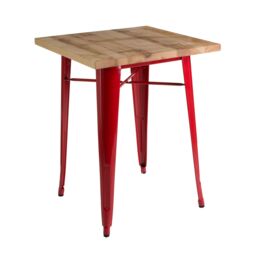 Orsina Industrial Black Side Table in Powder Coated Metal & Wood, Versatile Small Table, Everyday Use Lounge Table in Red