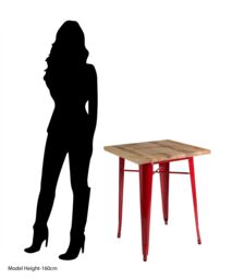 Orsina Industrial Black Side Table in Powder Coated Metal & Wood, Versatile Small Table, Everyday Use Lounge Table in Red - thumbnail 3