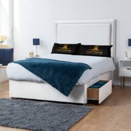 UK Bed Furniture Ascot Divan Bed Base with 26 Inch Headboard - No Storage in White - Size: Single - thumbnail 2