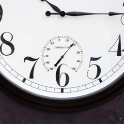 Primrose Outdoor Garden Clock With Thermometer & Metal Casing Black Big Time 90cm - thumbnail 8