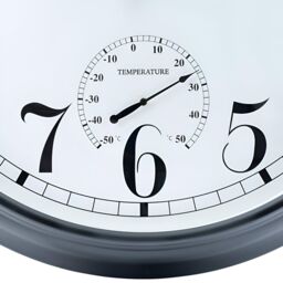 Primrose Outdoor Garden Clock With Thermometer & Metal Casing Black Big Time 90cm - thumbnail 5