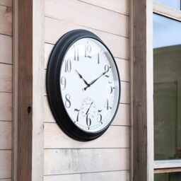 Primrose Outdoor Garden Clock With Thermometer & Metal Casing Black Big Time 90cm - thumbnail 2